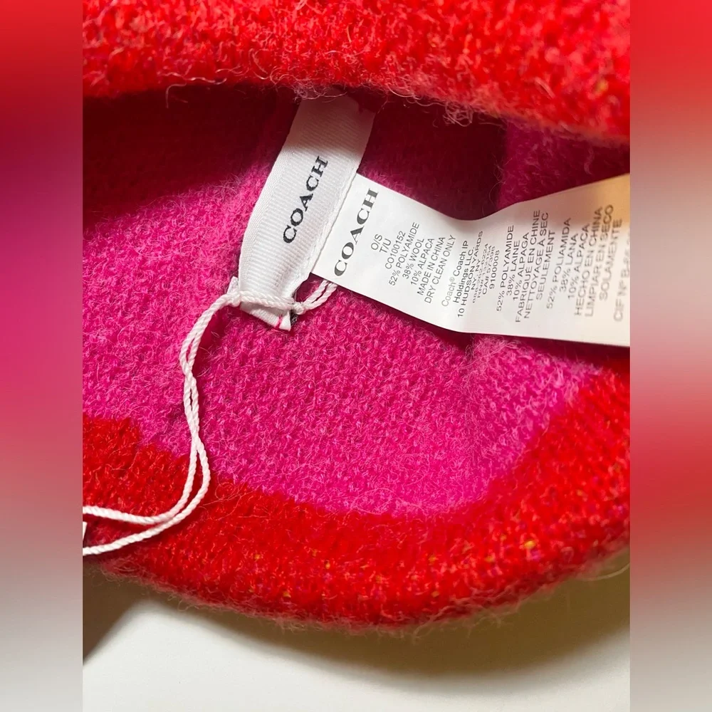COACH Women's Color blocked Ombre Pom Pom Beanie (R$95) HAT ONLY